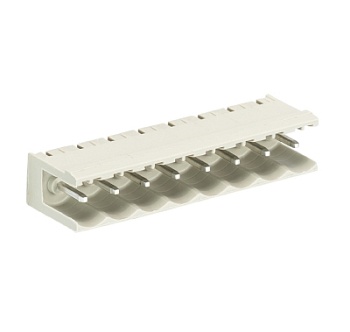 Вилка Wiecon 8113 S / 8 W OB GR OF - Вилочный разъем, горизонтальный, без боковых стенок, на плату, шаг 5 мм, 8 полюсов, фиксация на плате пайкой, 400V, 12А, без маркировки, цвет: серый, серия 8113 S WOF