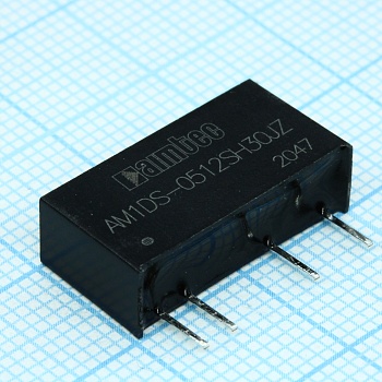 AM1DS-0512SH30JZ - DC/DC, 1Вт, вход 4.5…5.5В, выход 12В/0.009…0.084А, изоляция 3000В DC, КПД 83%, максимальная емкостная нагрузка не более 560мкФ, SIP7, 19.65x6x10.16мм, -40…105°C, пластик
