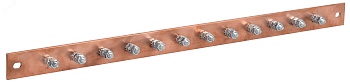 Шина заземления 483х25x3мм медь ШМТ М1 12 точек подключения М6 ER-12-325-M1