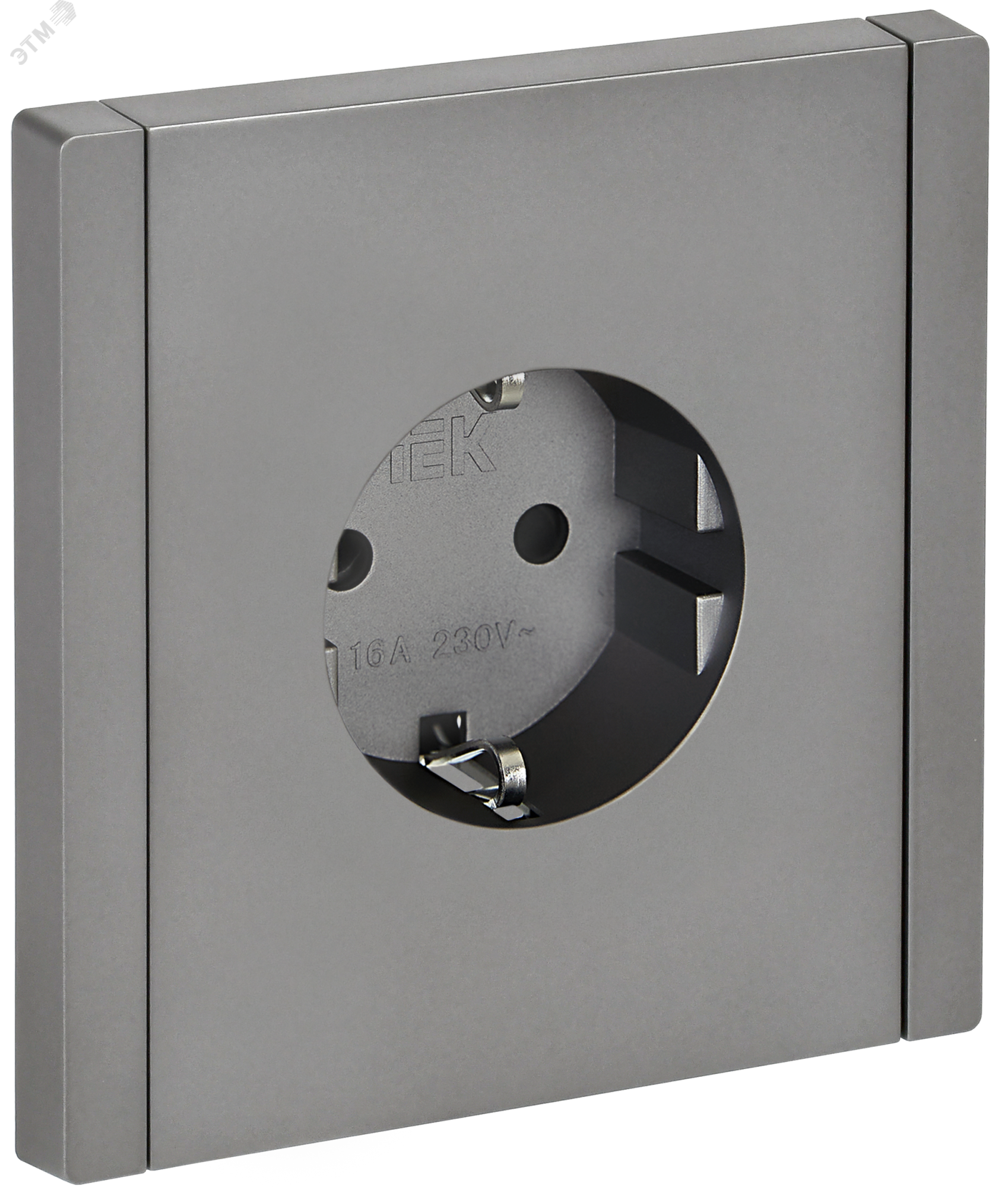 FORTE&PIANO Розетка 1-местная с заземлением с защитными шторками винтовое крепление 16А FP515 сталь IEK FP-R14-16-K46