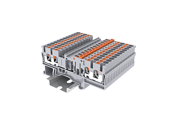 Клемма с размыкат. TPK2.5-4-GY - Клемма с ножевым размыкателем, 4 точки подключения, тип фиксации провода: push-in, номинальное сечение: 2,5 мм кв., 20A, 400V, ширина: 5,2 мм, цвет: серый, тип монтажа: DIN 35