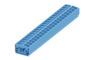 Клемма мини 254354 - Мини клемма, верхний подвод кабеля, 4 точки подключения в клемме, тип фиксации провода: пружинный, номинальное сечение: 2,5 мм кв., 24A, 800V, цвет: синий, тип монтажа: без фиксации