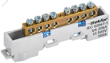 TEKFOR Шина N ноль неизолированная на универсальном держателе 6х9-8-С IEK TF-NN10-08-DL-K07