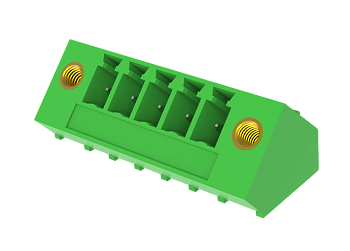 Вилочный разъем на плату MC-PA3.81A16-F-0002 - Вилочный разъем, угол 45 град, на плату, шаг: 3.81 мм, 16 полюсов, фиксация на плате пайкой, исполнение: с монтажными фланцами, 160V, 8A, цвет: зеленый