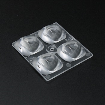 ARX50D4LED5050PX-R - Групповая квадратная линза 2x2 на 4 светодиода 5050/3030 эфф=93%   пешеходная ассиметр. диаграмма (правая сторона), 50x50mm H:9,76mm, PMMA