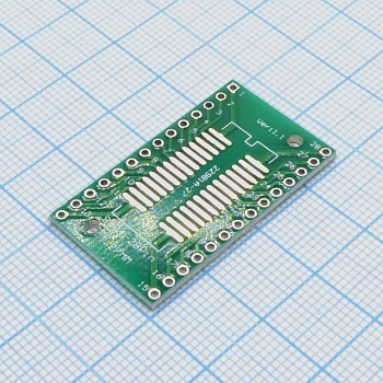 Плата SOIC-28 и SSOP-28 - Двухсторонняя плата с разводкой под SMD-корпуса SOIC-28 (150, 208 и 300 mil) и SSOP-28. С помощью ее можно с легкостью изготовить переходник на корпус DIP-28 с шагом 2,54 мм