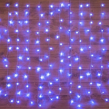 Гирлянда светодиодная "Светодиодный Дождь" 2.5х2м 300LED син. 16Вт 230В IP20 свечение с динамикой провод прозр. 235-053