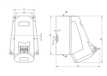 Розетка настенная IP44 32A 3P+E 400В DIS5133256