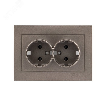 Валенсия лицевая панель розетки 2-местной с/з 16А графит с защ. штор. PROxima ESR16-L-128-60