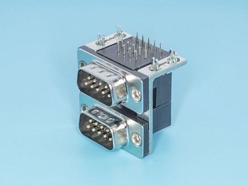 DRN-09M/09M-A - Разъем спаренный  9 контактов, вилка-вилка на плату, прямой угол