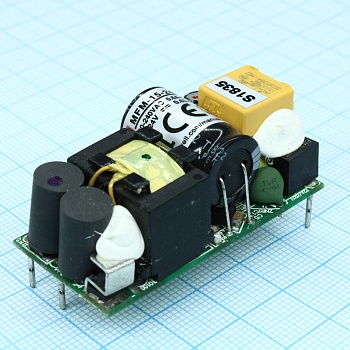 MFM-15-24 - AC-DC med, 15.1Вт, вход 80...264В AC 47...440 Гц, выход 24В/0.63А, изоляция 4000В AC, на плате 49х23.8х23мм, -35...+85°C