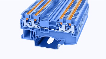 Проходная клемма DS1.5-QU-01P-12 - Проходная клемма, 4 точки подключения, тип фиксации провода: Push-in, номинальное сечение: 1.5 мм кв., 17,5A, 500V, ширина: 3,5 мм, цвет: синий, втычная перемычка, тип монтажа: DIN35