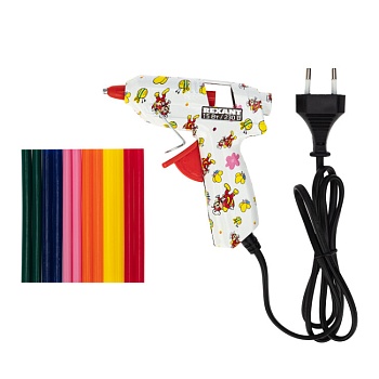 Пистолет клеевой 15W, 7мм набор стержней - цветных 12 шт в комплекте