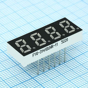 FYQ-3141BUHR-11 - 4-х разрядный индикатор 8мм/красный/640нм/30-60мкд/ОА