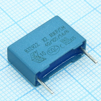 B32922C3154K - Конденсатор пленочный помехоподавляющий X2 0.15мкФ 305В пик-пик ±10% (18х6х12мм) шаг радиальных выводов 15мм пластиковый прямоугольный корпус 110°С