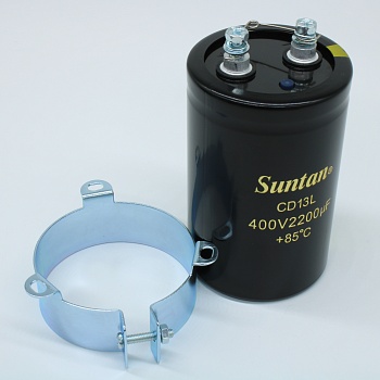 TS13EF2G222MSB000R - Конденсатор алюминиевый электролитический 400В 2200мкФ ±20% 64*100 P:28.6мм 5000мА 20000ч 85°C  выводы под винт