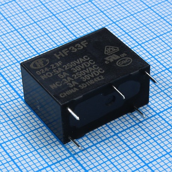 HF33F/024-Z3F - Сверхминиатюрное силовое реле серия HF33F SPDT (одна контактная группа-два направления) катушка 24В