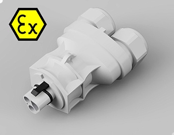 Сплиттер X6.032.4253.0 - Сплиттер, взрывозащищенный вилочный разъем на кабель диам. 6-10 мм, IP68(69k), 3 полюса, винтовая фиксация провода, номинальные характеристики: 250/400V, 20A, цвет: белый, серия RST Ex