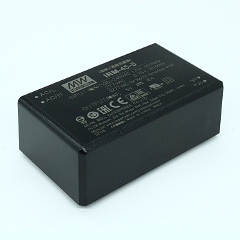 IRM-45-5 - AC-DC, 40Вт, вход 85...305В AC 47...440 Гц, 120...430B DC, выход 5В/8А, изоляция 3000В AC, в корпусе на плату 87x52x29.5мм, -30...+70°C