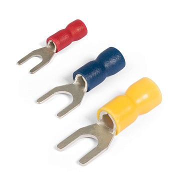 Наконечник вилочный, НВИз 6.0-5, 100488 - Кабельный наконечник, вилочный с зацепом, медь, НВИз 6.0-5 (сечение проводника 4 - 6 мм кв., ширина вилки 5 мм), изолированный, цвет: желтый, в упаковке 50 штук