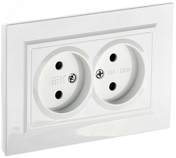 Розетка 2-м СП BRITE РС12-2-БрБ 10А в сборе без заземл. без защ. шторок бел. BR-R20-10-K01-F