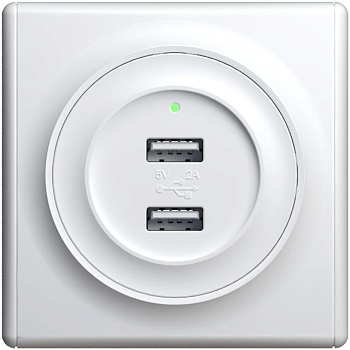Розетка USB 2-м СП Florence 16А IP20 с подсветкой механизм бел. (1E10351300) 2260089