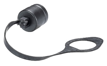 Заглушка 06.563.8753.1 - Защитная крышка контактной группы неиспользуемого розеточного разъема gesis RST MINI, 2/3 полюса, с защитой от утери (поводок), цвет: черный