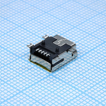 USB/M-1J MINI USB TYPE B SMD - Разъем Mini USB 1.1 розетка 5 контактов тип B, SMD на плату