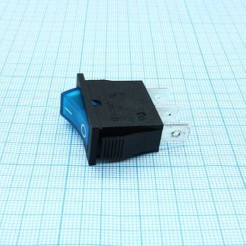 RK1-11 1X1N B/BL"0-" - Выключатель клавишный ON-OFF с подсветкой цвет корпуса (черный) цвет кнопки (синий)