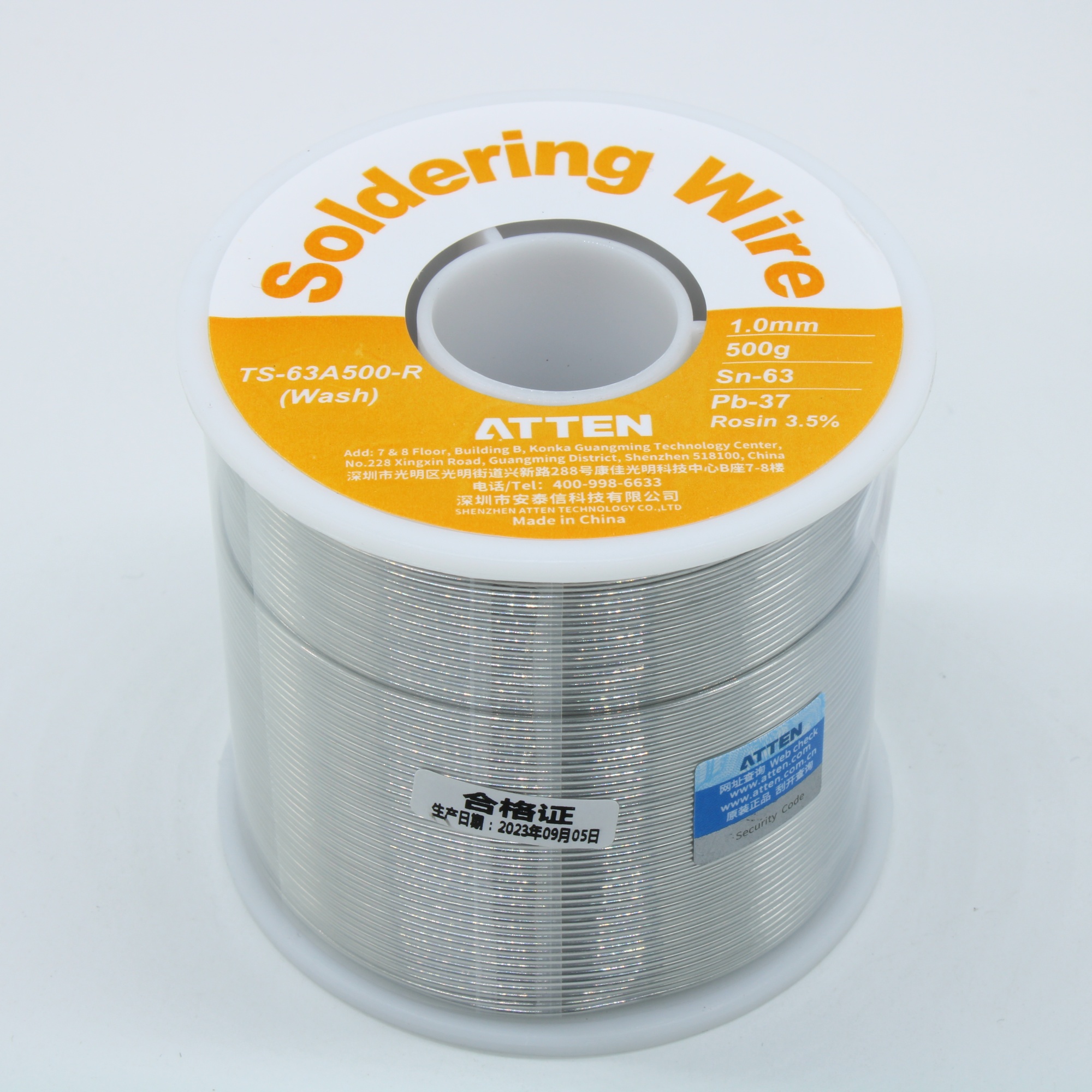 TS-63A500-R Wash Sn63Pb37 1.0мм 500г 3.5% - Свинцовый одноканальный трубчатый припой с водосмываемым флюсом 3.5% ROL0, температура плавления 183-184°С