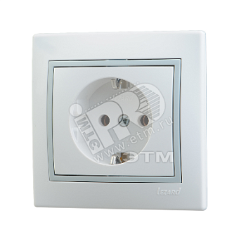 Розетка 1-м СП Mira 16А IP20 с заземл. с сер. вставкой керамика бел. 701-0215-122