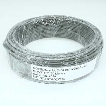 CCC-2G - Кабель коммуникационный  2 провода, бухта 50м, экранированный, 28AWG,серый, цена за 1м.