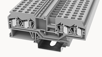Проходная клемма WS4-QU-01P-11 - Проходная клемма, 4 точки подключения, тип фиксации провода: пружинный, номинальное сечение: 4 мм кв., 32A, 800V, ширина: 6 мм, цвет: серый, тип монтажа: DIN35