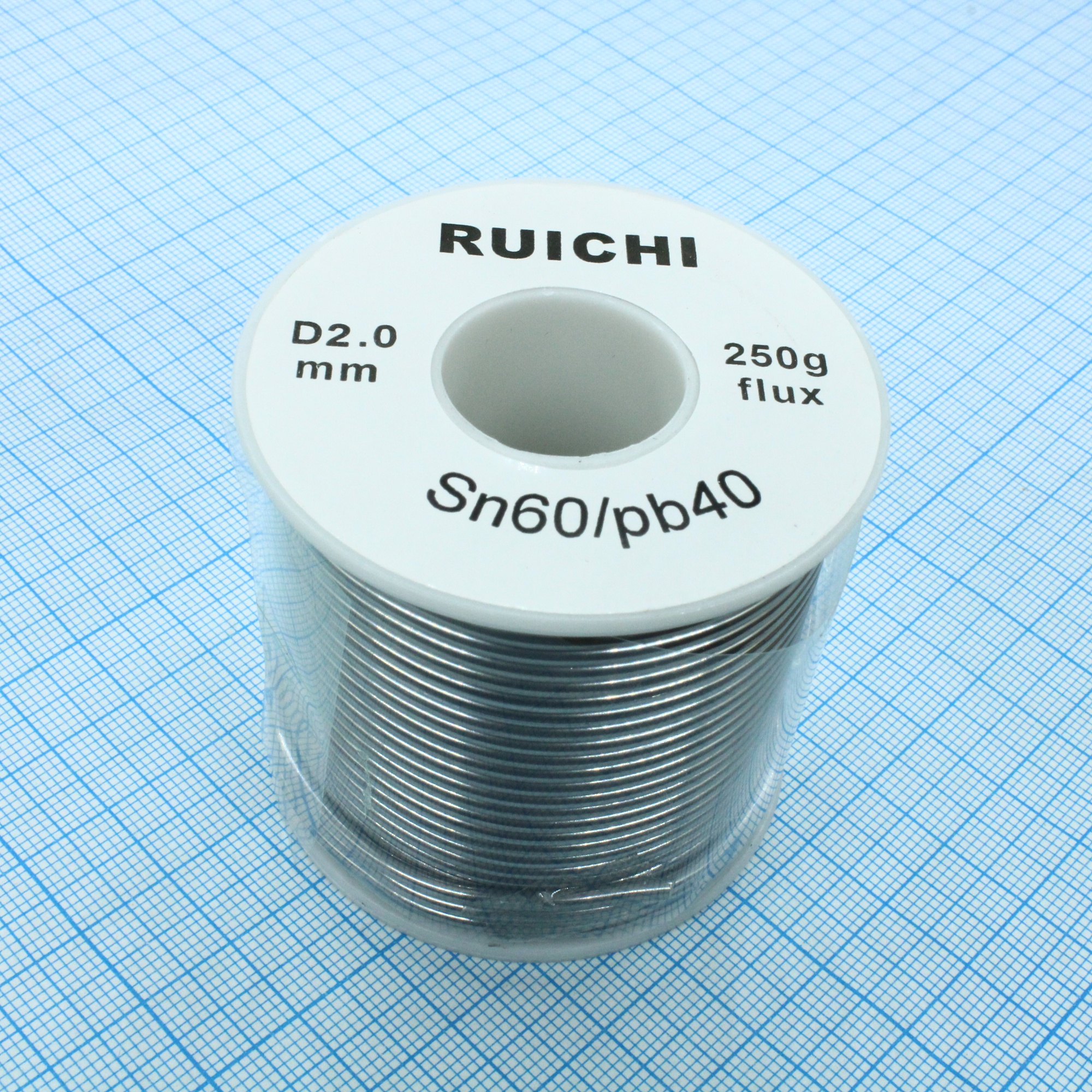 Припой SN60/PB40 2,0мм 250гр  с флюсом - Припой трубчатый ПОС-60 с канифолью, d 2,0мм, 250 г