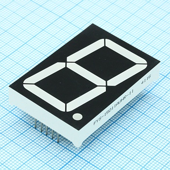 FYS-15011AUHR-11 - 1 разрядный индикатор 38,1мм/красный/640нм/30-60мкд/ОК