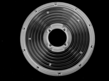 UFO226D60G-150W-K56 - Круглая групповая линза под светодиоды 2835, 3030  D=226mm H=6.5mm,  эфф=88%   60°, PC-1250Z (с отверстием посередине)