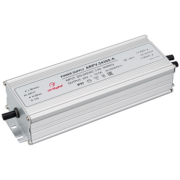 Блок питания ARPV-24300-A (24V, 12.5A, 300W) 023070(1) - Источник напряжения с гальванической развязкой для светодиодных изделий. Входное напряжение 200-240 VAC. Выходные параметры: 24 В, 12,5 А, 300 Вт. Встроенный PFC >0,5. Герметичный алюминиевый корпус