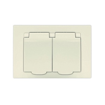 Розетка 2-м СП Афина 16А IP20 с заземл. c крышкой в сборе сл. кость (ivory) A0031-I