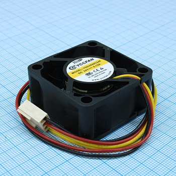 YDD4020C24F - Вентилятор 24В 40х40x20 C, 2.4Вт,  9500 об/мин, 20м3/час, 34.2дБ, подшипник скольжения CycleSeal, сигнальный вывод FG, тип вывода-провод с коннектором