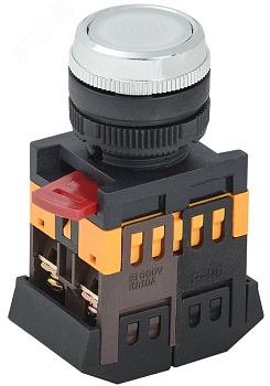 Кнопка ABLFS-22 белый d22мм неон/240В 1з+1р BBT30-ABLFS-K01