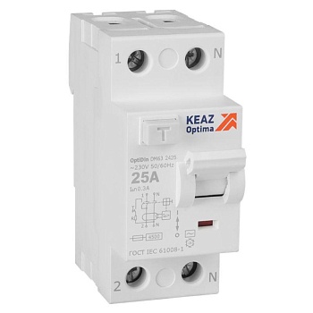 ВДТ без защиты от сверхтоков OptiDin DM63-2425-AC-4,5-УХЛ4 (2P, 25, 300mA)
