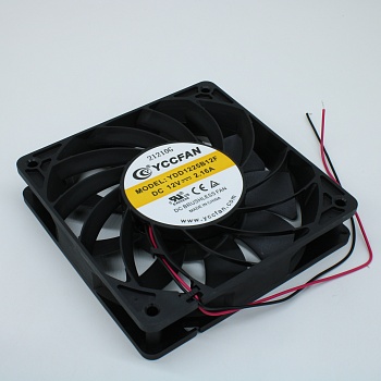 YDD1225B12F - Вентилятор 12В 120х120x25 B, 20.88W, 5300 об/мин, 286.4м3/час, 57.8дБ, подшипник качения, тип вывода - провод