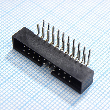 DS1014-20RF1B-B - IDC2 разъем, вилка на плату угловая двухрядная 20pin(2x10)., шаг 2.00мм
