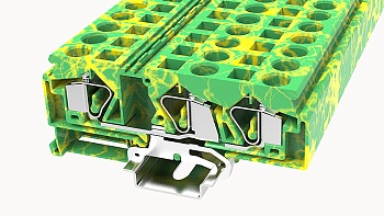 Заземляющая клемма WS16-TW-PE-01P-1C - Заземляющая клемма, 3 точки подключения, тип фиксации провода: пружинный, номинальное сечение: 16 мм кв., ширина: 12 мм, цвет: желто-зеленый, тип монтажа: DIN35