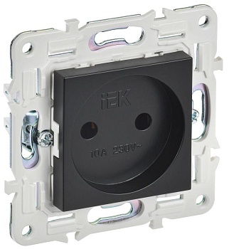 SKANDY Розетка без заземления без защитных шторок 10А SK-R02Bl черный IEK SK-R10-10-K02