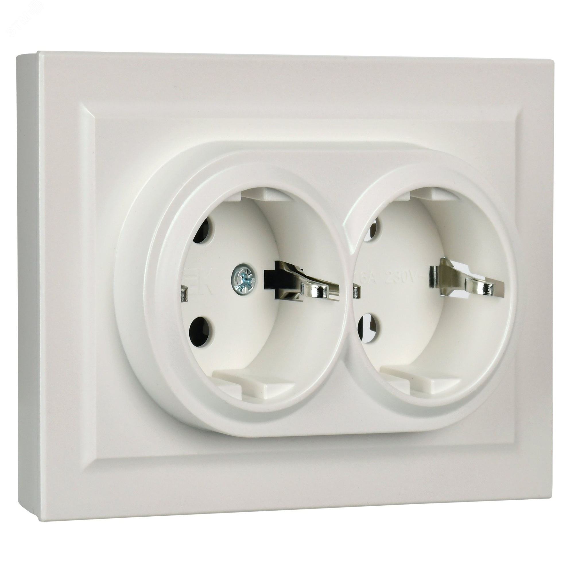 Розетка 2-м СП BRITE РС12-3-БрЖ 16А в сборе с заземл. без защ. шторок жемчуж. BR-R21-16-K36-F