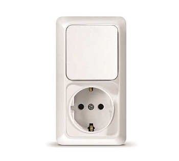 Блок ОП Олимп 1-кл. вык.+ роз. с заземл. верт. бел. О0038