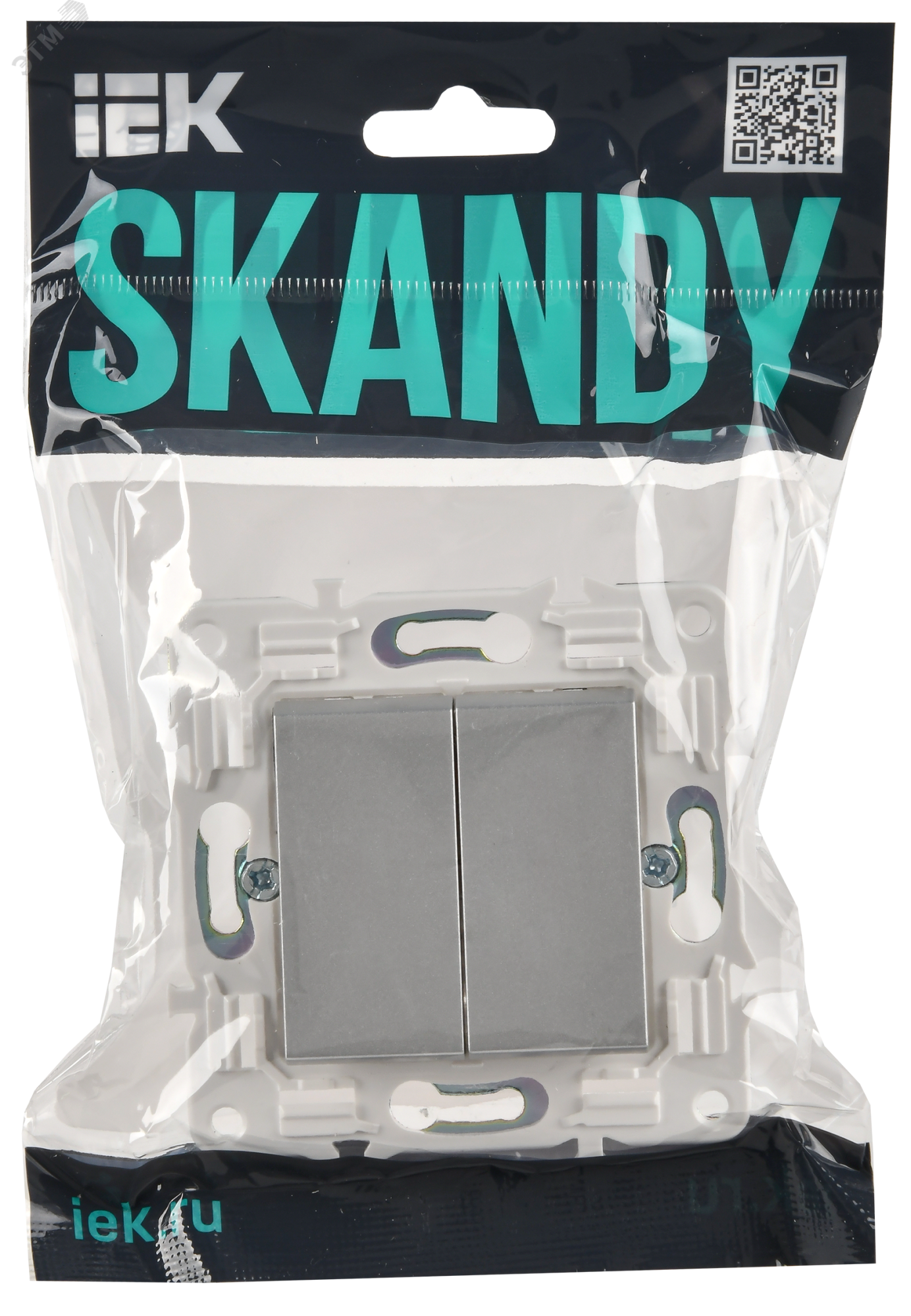 SKANDY Выключатель 2-клавишный проходной 10А SK-V05S серебряный IEK SK-V22-0-10-K23
