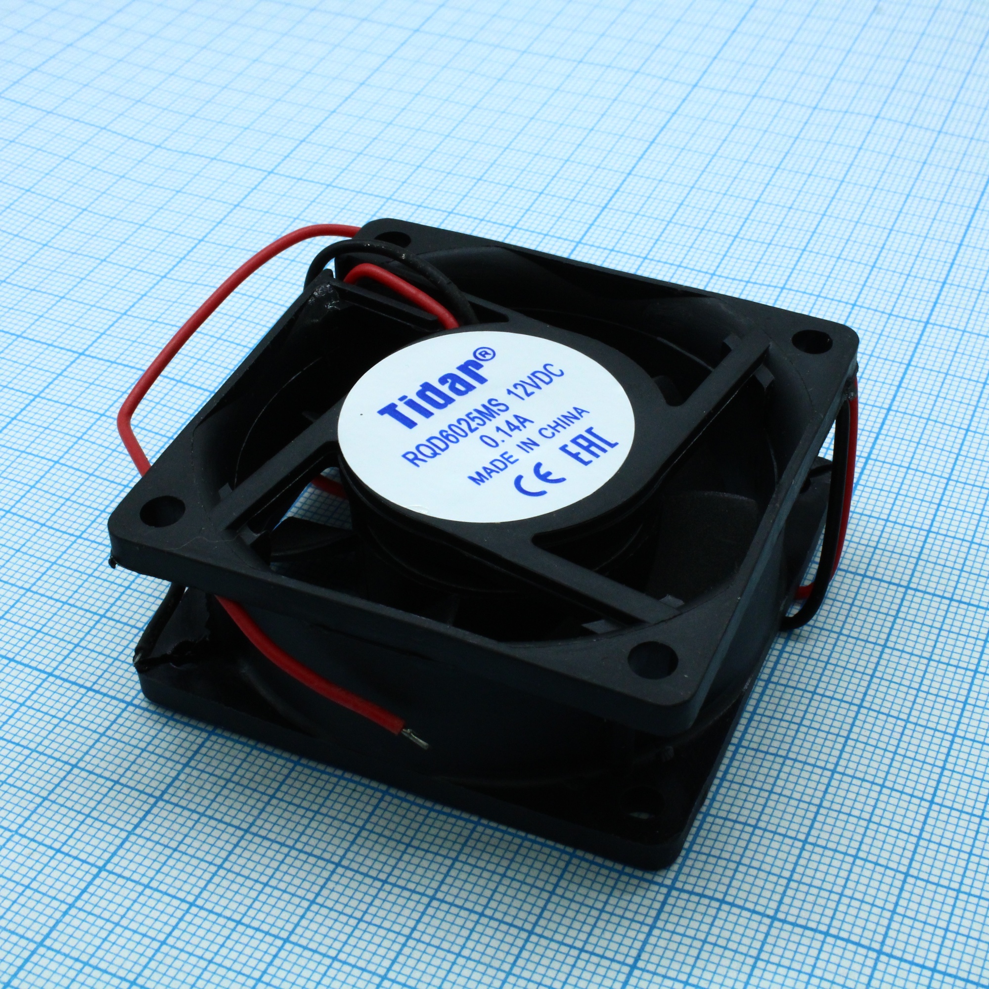 RQD 6025MS 12VDC - Вентилятор 12В 60x60х25мм, 4500 об/мин., 44м3/час, 27дБ, подшипник скольжения, тип вывода - провод