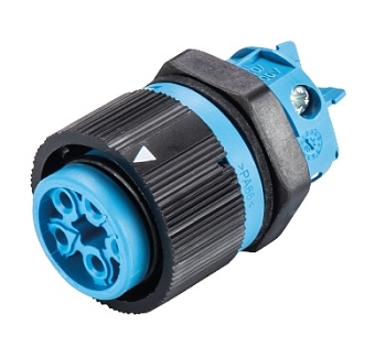 Разъем RST16I5 S B1 M03 H BL - Розеточный разъем в панель М20, IP68(69k), 5 полюсов, цвет: голубой, номинальные характеристики: 250V/400V 16A, серия gesis RST MINI